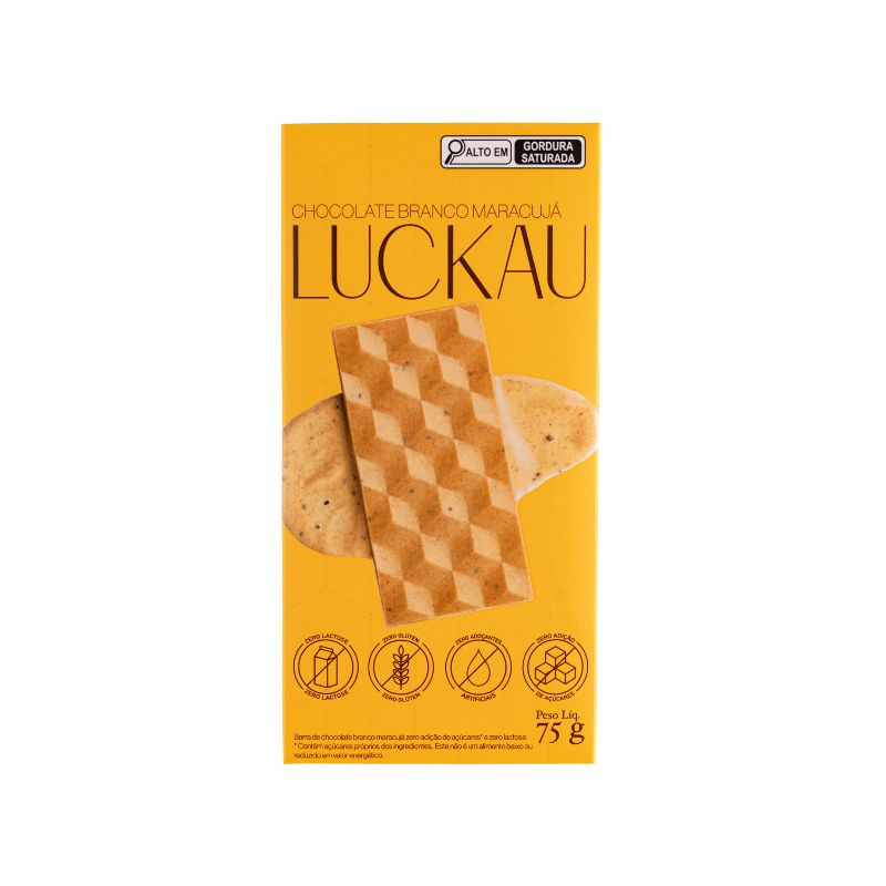 Barra Choco Branco Maracujá Luckau 75g