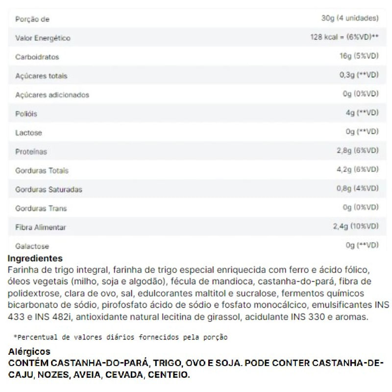 Cookies Zero Castanha Do Pará Vitao 120g