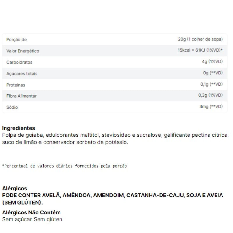 Geleia Zero Goiaba Vitao 180g