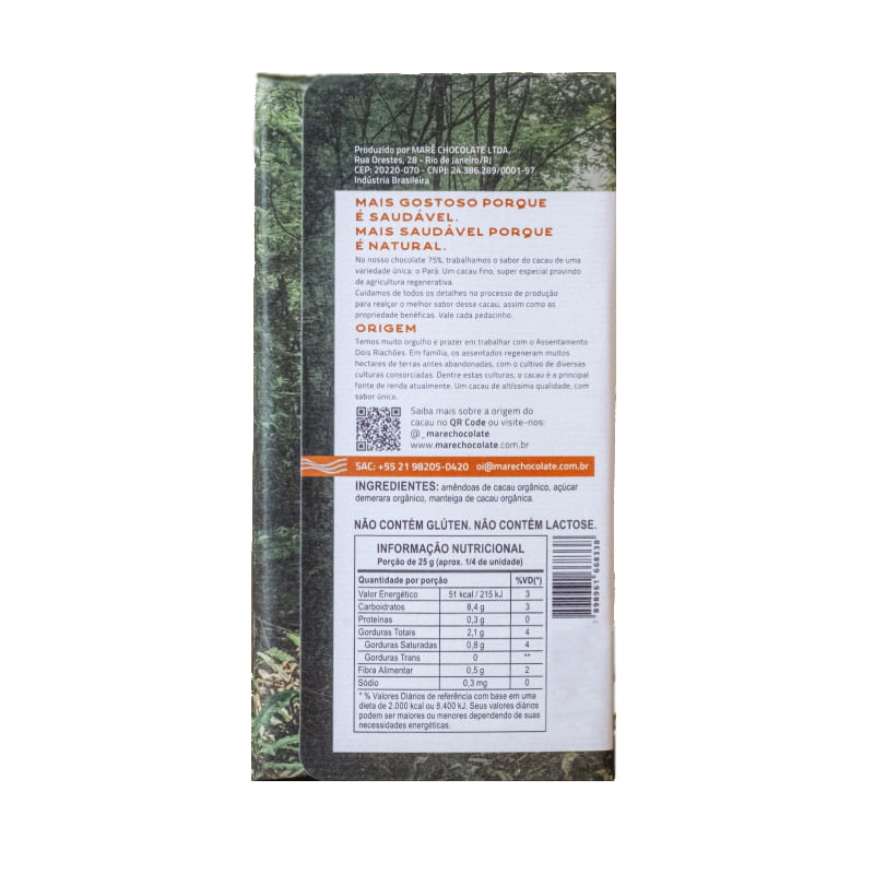 Chocolate 75% Varietal Para Mare Chocolate 80g