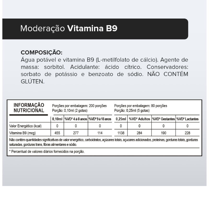 Vitamina B9 Moderação 20ml