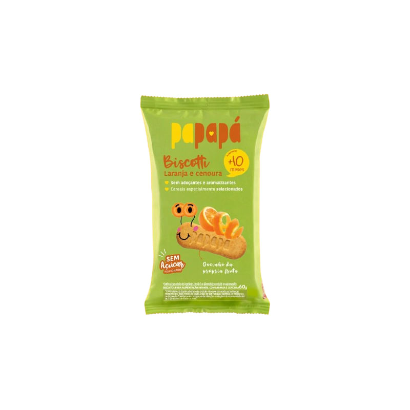 Biscoito Infantil Biscotti com Laranja e Cenoura Papapá 60g