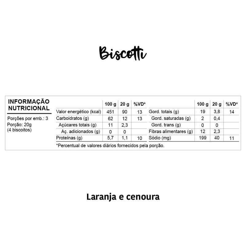 Biscoito Infantil Biscotti com Laranja e Cenoura Papapá 60g