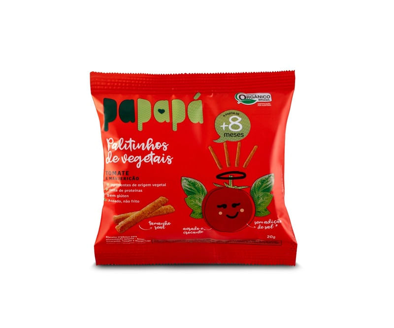 Palitinhos de Vegetais Tomate e Majericão Papapá 20g