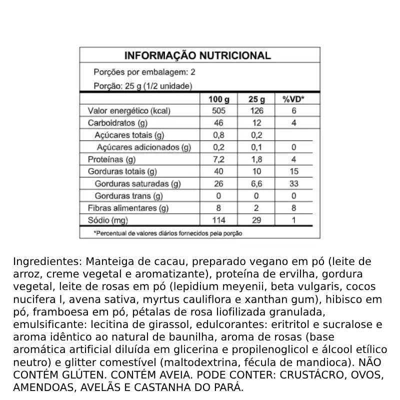 Barra De Chocolate Branco Com Petalas De Rosa Fehe 50g