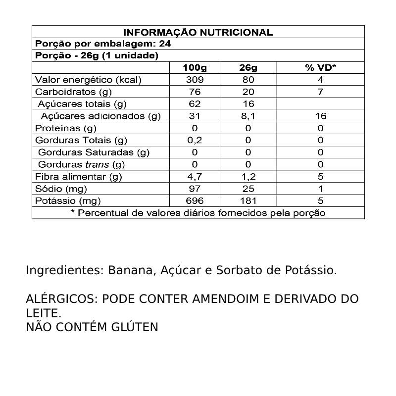 Bananada Tradicional Bananinha Palmital 160G