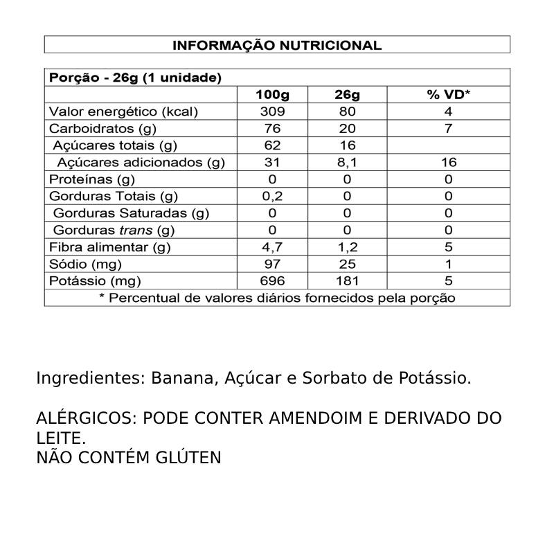 Bananada Cremosa Tradicional Bananinha Palmital 26G