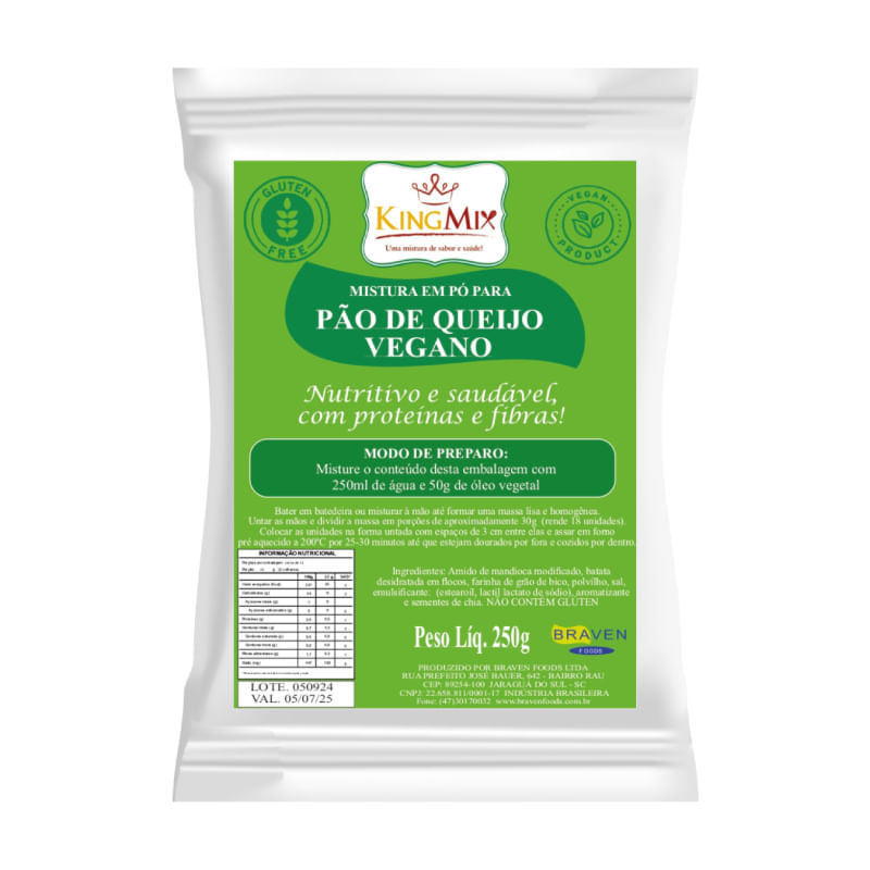 Mistura para Pão de Queijo Vegano Sem Glúten King Mix 250g