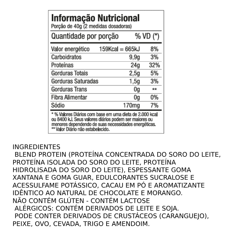 Delicious 3 Whey Chocolate com Morango FTW 900g