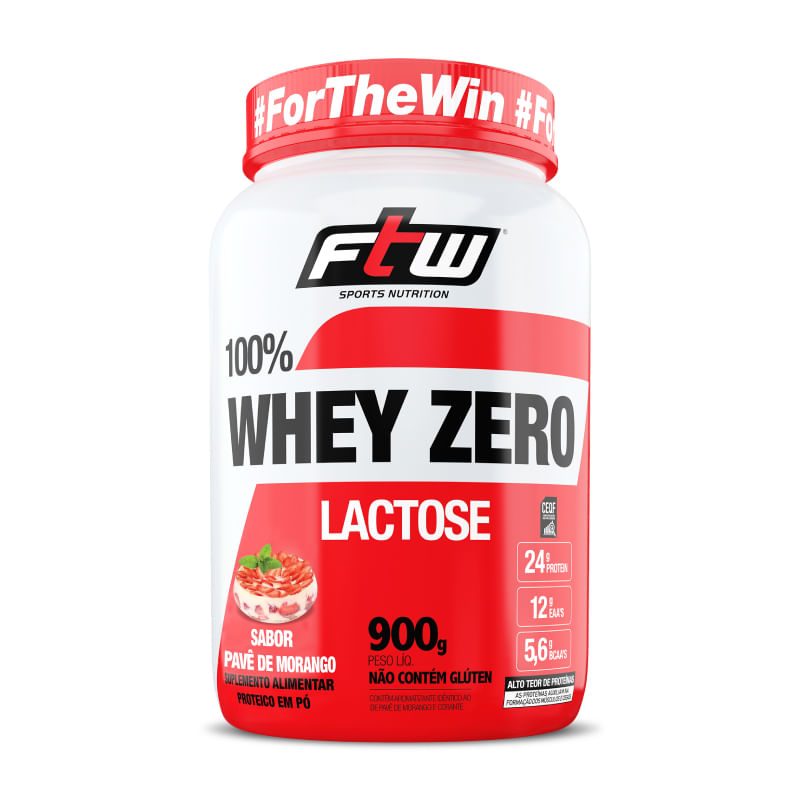 100% Whey Zero Lactose Pavê de Morango FTW 900g