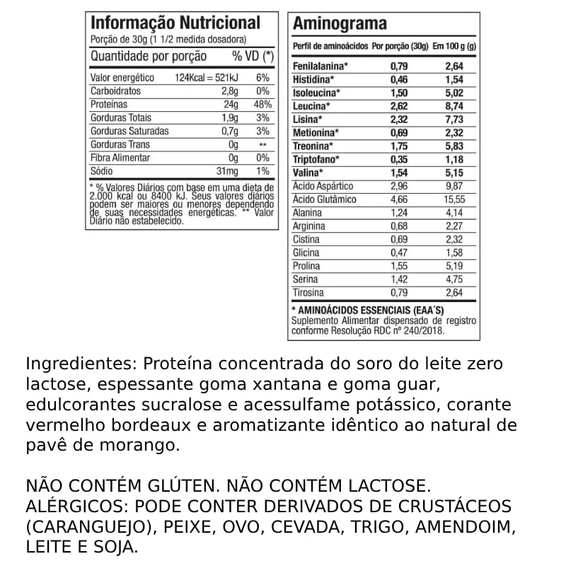 100% Whey Zero Lactose Pavê de Morango FTW 900g