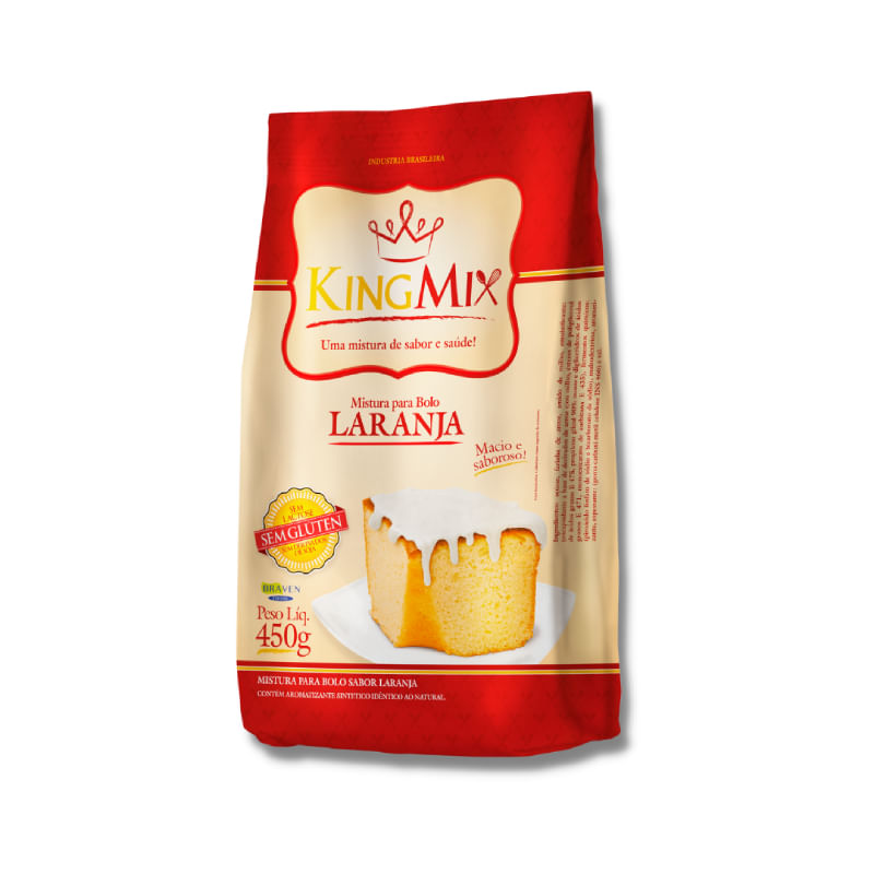 Mistura para Bolo de Laranja Sem Glúten e Sem Lactose King Mix 450g