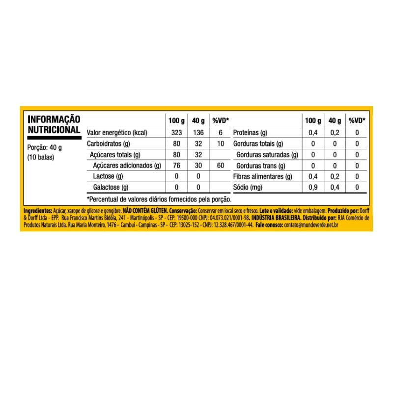 Bala de Gengibre Mundo Verde  40g